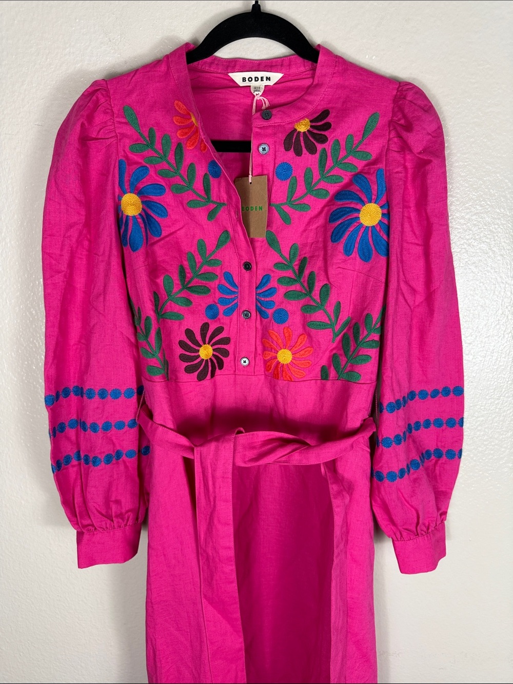 Boden Fuchsia Pink Embroidered Midi Dress - Picture 7 of 11